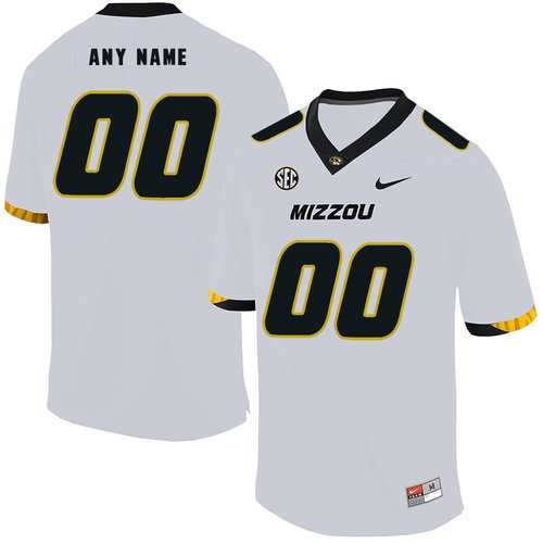 Men%27s Missouri Tigers Customized White Nike College Football Jersey->customized ncaa jersey->Custom Jersey